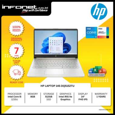 HP LAPTOP 14S DQ5152TU I5 1235U 8GB 512GB 14" FHD IPS W11 OHS
