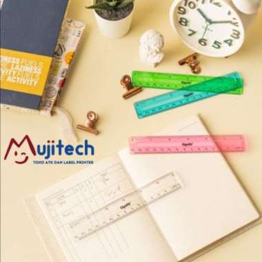 PENGGARIS TRANSPARAN PLASTIK 15 CM MIKA WARNA ELASTIS TRANSPARAN