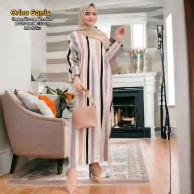 Orina Gamis Midi - Gamis Terbaru Rayon Viscose Dress Wanita Kekinian Jumbo Motif LD 120 cm |Valencia
