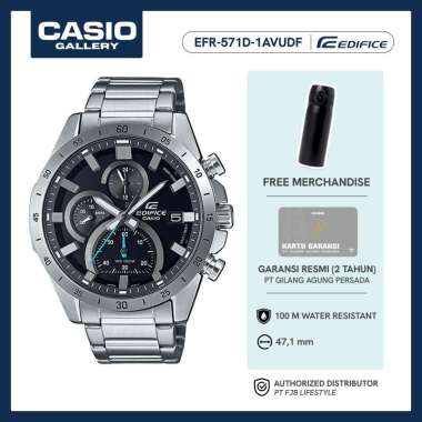 Casio Jam Tangan Pria Edifice EFR-571D-1AVUDF Original Analog Silver