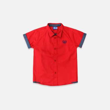 Shirt/ Kemeja Anak Laki Red Dobby/ Donald Duck Look Style 12 tahun