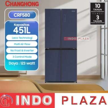 KULKAS CHANGHONG SIDE BY SIDE 4 PINTU CRF-580 BIRU GELAP