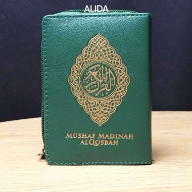 Al-Quran Utsmani Madinah Uk Mini A7 Dompet Resleting Alquran Saku Tajwid Warna Waqaf Ibtida Hijau