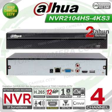NVR DAHUA 4 CHANNEL 4CH DHI-NVR2104HS-4KS3 12MP IP CAMERA 1SLOT HDD