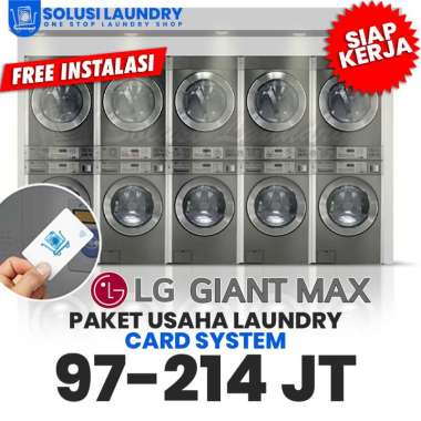 Paket Usaha Laundry Otomatis Card System LG Giant Max 20kg 2 Stack