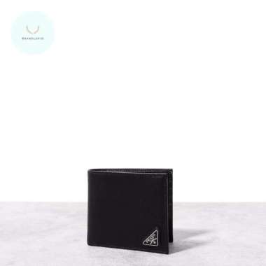 Prada Triangle logo bifold wallet saffiano leather Black