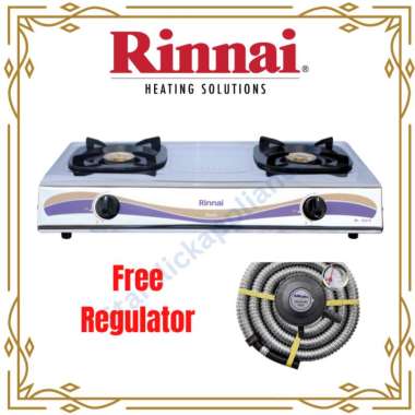 PAKET RINNAI Kompor Gas 2 & 1 Tungku + Regulator & Selang RI 202 S + RMS 206 / RI 522 E / RI 522 C R