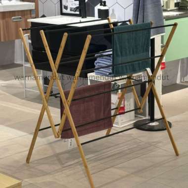 Weldon Rak Jemuran Baju Pakaian Lipat Bahan Bambu Kuat Dan Kokoh WMO IF5639