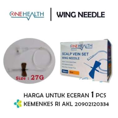 COD Wing Needle 23G 25G 27G 1PCS ONEHEALTH Scalp Vein Set Needle Wing Satuan 27G