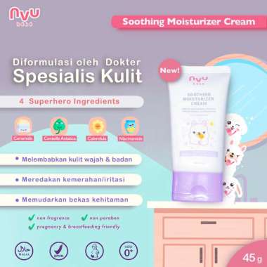 NVU Bebe Soothing Moisturizer Cream 45g Pelembab Wajah Badan Anak Pemudar Pencerah Luka dan Ruam Mer