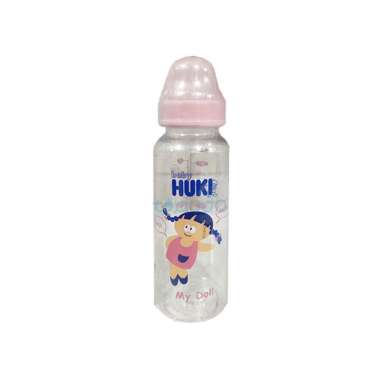 HUKI Round Bottle with Regular Nipple Botol Susu Bayi 240ml-Pink