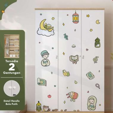 [EDISI RAMADHAN] Cubic Lemari Pakaian Bergambar / Wardrobe Baju 3 Pintu / LUNA LP 3P R Lemari 3 Pint