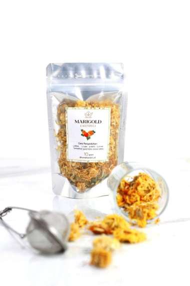 10gr Teh Bunga Marigold Calendula - Teh Herbal Bunga Marigold - KLIP Transmet Pot Jar Silver
