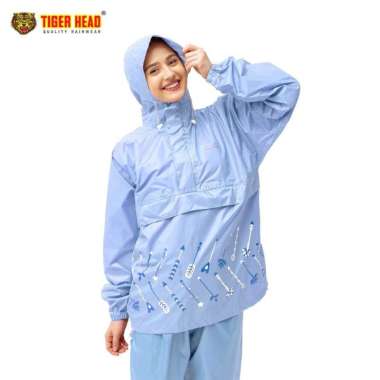 Tiger Head Jas Hujan Kantung Kangguru Archery Jas Hujan Wanita - Kode 70052 Kangaroo Biru Muda