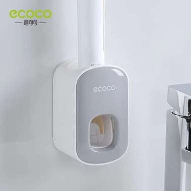 Ecoco Automatic Toothpaste Dispenser - Dispenser pasta gigi otomatis, tempat odol, sikat gigi Grey