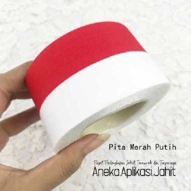 1 ROLL PITA MERAH PUTIH / PITA KAIN MERAH PUTIH / PITA BENDERA 2 INCI