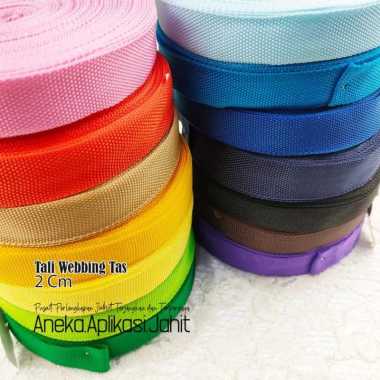 1 GULUNG TALI TAS / TALI WEBBING BISBAN PELIPIT WARNA VARIASI 2 CM 3-BIRU ELEKTRIK