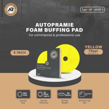 Busa Poles Mobil 5 inch - Autopramie Thin Pad Foam KUNING 75 PPI