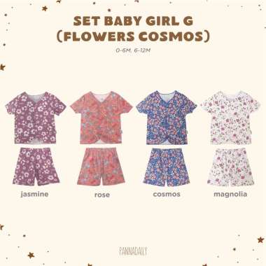 BOHOPANNA - PANNADAILY - SET BABY GIRL PRINT - SETELAN BAJU TIDUR 6-12M ROSE