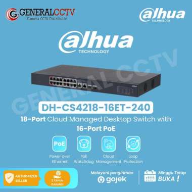 DAHUA Switch DH-CS4218-16ET-240 Cloud Managed Switch Dahua Ethernet 16-Port POE 240 Watt