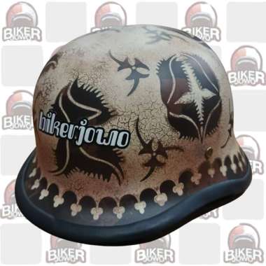Helm Bikerjowo Motif Batik - Trooper Custom Painting Chunky Original S