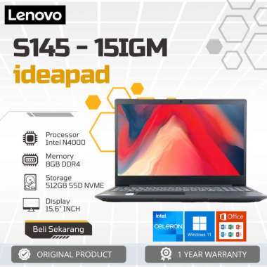 LENOVO S145-15IGM INTEL N4000 RAM 8GB SSD 1TB + Slot HDD Intel HD 15.6"