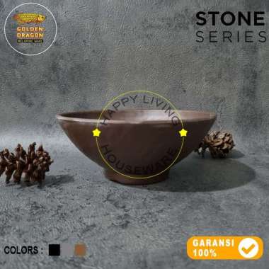 GOLDEN DRAGON Mangkok Relief Batu 6,8in Mangkok Makan Resto Premium Mangkok Cafe 15cm 6,8in Brown