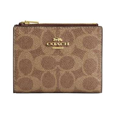 [12.12 Dealcember] Coach Canvas Bifold Wallet In Signature Tan Brown Multi,Nude