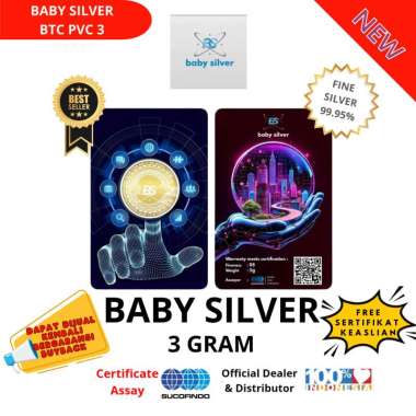 Logam Mulia Original Baby Silver 3 Gram Perak 999 Batangan Asli Murni Bersertifikat SILVER PRESS 3 G