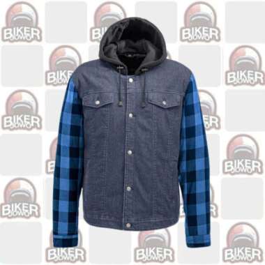 Kemeja Protektor Skull Riderz Road Armor Tuff Denim Protective Flannel BLUE M