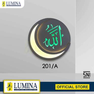 Lampu Dinding Kaligrafi Bulan Sabit Lafadz Allah & Muhammad LED 39W Type 201/A – 202/A Putih – Lumin