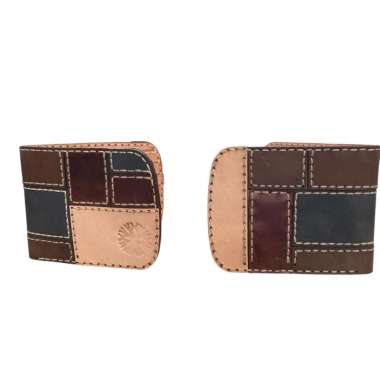 Dryroots Inc Leather Bifold Wallet Vegtan Dompet Pria Kulit Nabati Natural Patchwork