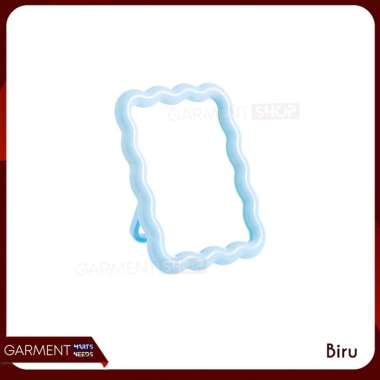 Cermin Make Up Stand Mirror Cloud Kaca Aesthetic Kaca Wave Portable Meja Rias Decoration BIRU
