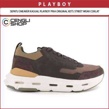SEPATU SNEAKER KASUAL PLAYBOY PRIA ORIGINAL KETS STREET WEAR COKLAT PL66 43