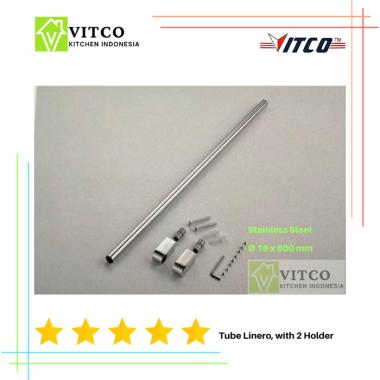Tube Linero & 2 Holder VITCO/ Tiang Holder Rak gantung dapur Stainless 1200 mm