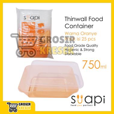 T148 Food Container SUAPI Orange 750 ml isi 25 Thinwall Warna Oranye