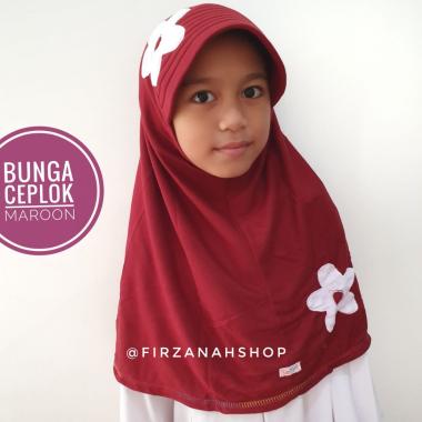 [4-9 th] Jilbab Anak Vania Motif Bunga Ceplok Auliya Size S 11. Maroon