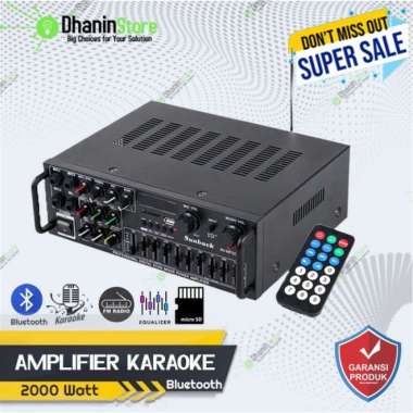 Power Amplifier Bluetooth Karaoke Class D Stereo Super Bass 2000 Watt Multicolor