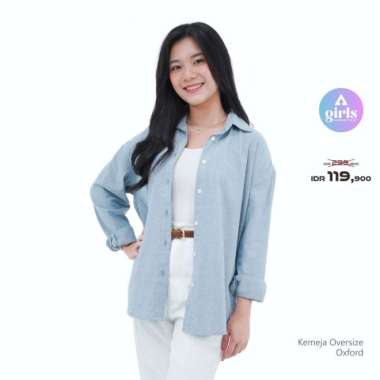 Aerostreet Kemeja Oxford Panjang Oversize Ocha Navy Woman QFA1A XXL