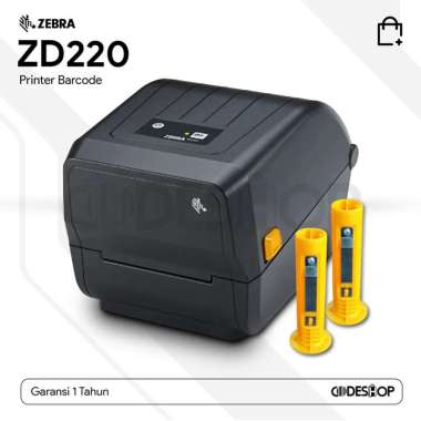 Paket Printer Label Zebra ZD220 Cetak Barcode Plus 2 Spindle Ribbon