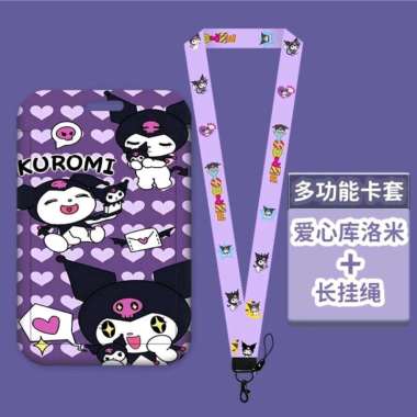 LANYARD TALI PANJANG KUROMI ID CARD HOLDER TEMPAT KARTU SANRIO KURUMI KUKU BEAR LUCU KEPLEK NAME TAG