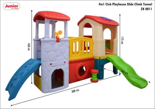 Junior ZK 0011 4in1 Club Playhouse Slide Climb Tunnel Mainan Anak