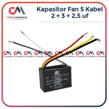Kapasitor Fan Ceiling Capung 5 Kabel 2 + 3 + 2,5 uf Merk MC Capasitor Fan Kotak 5 Kabel 2 Mikro