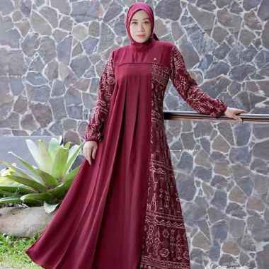Gaun Dress Gamis Lebaran Arrafi Terbaru Mezura Dress Wanita Muslim LD 100 Size L Maroon