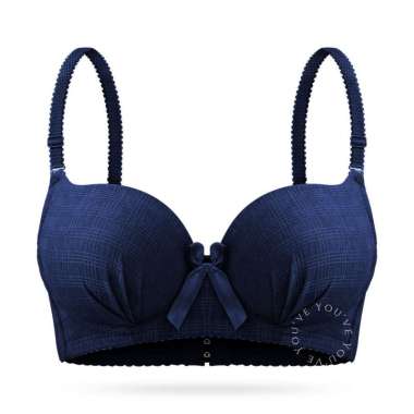 You’ve ( YouHave ) BH Bra Wanita Busa Tebal Push Up Pita Cup AB Bh Motif Kotak Kait 3 Kawat Tali Bis