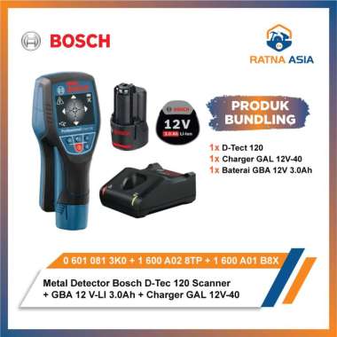 Bosch Wall & Floor Scanner / Metal Detector Bosch D-TECT 120 + Baterai Bosch 12V 3Ah + Charger Bosch
