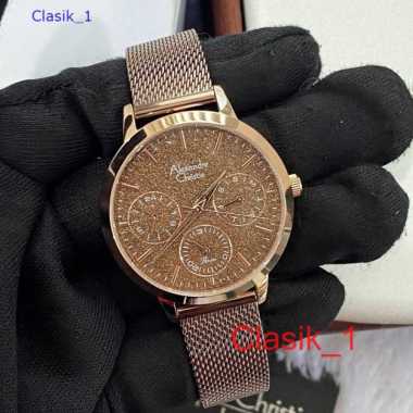 Original 100%!! Jam Alexandre Christie Wanita AC 2B25 AC2A25 Brown Rosegold