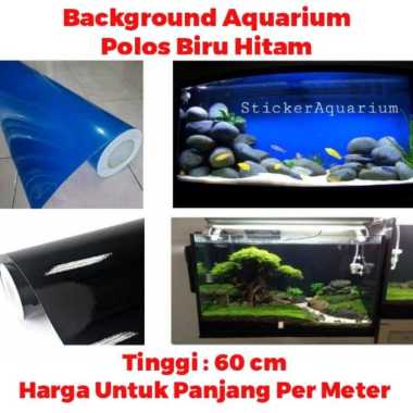 Background Aquarium POLOS Tinggi 60 cm Biru Hitam PER METER - Sticker Latar Belakang Wallpaper Aquas