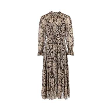 [12.12 Dealcember] Zimmermann Luminosity Lantern Midi Dress Black Damask 0P Black