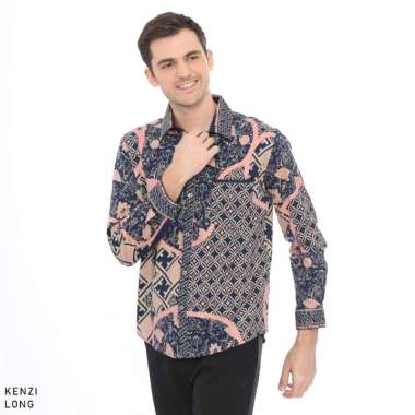Evercloth Kenzi Long Man Standar Kemeja Batik Pria Lengan Panjang Hem Pria XL